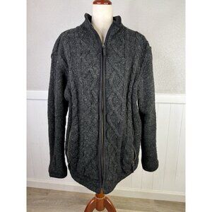 Laundromat Knit Fisherman Cardigan Swrater 100% Wool Gray Nepal Men’s XL Ski